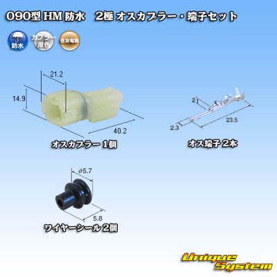 画像1: 住友電装 090型 HM 防水 2極 オスカプラー・端子セット