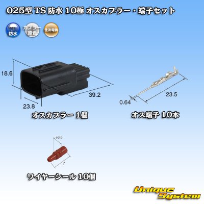 画像1: 住友電装 025型 TS 防水 10極 オスカプラー・端子セット