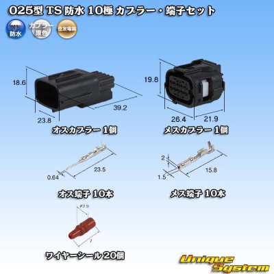 画像1: 住友電装 025型 TS 防水 10極 カプラー・端子セット