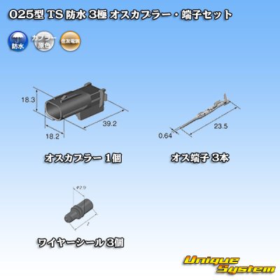 画像5: 住友電装 025型 TS 防水 3極 オスカプラー・端子セット