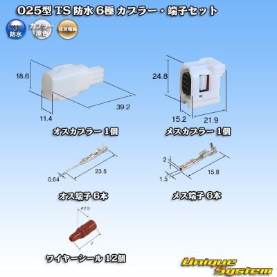 画像1: 住友電装 025型 TS 防水 6極 カプラー・端子セット タイプ1