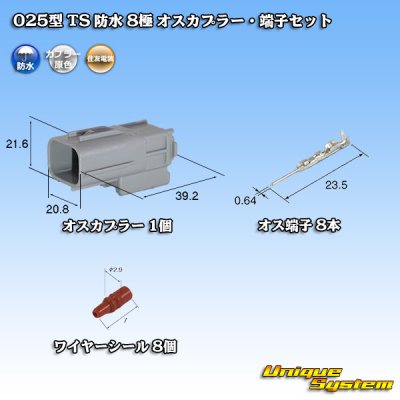 画像1: 住友電装 025型 TS 防水 8極 オスカプラー・端子セット