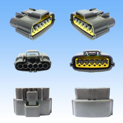 画像3: 住友電装 090型 62シリーズタイプE 防水 6極 カプラー・端子セット リテーナー付属(P5) 灰色 (オス側非住友製)
