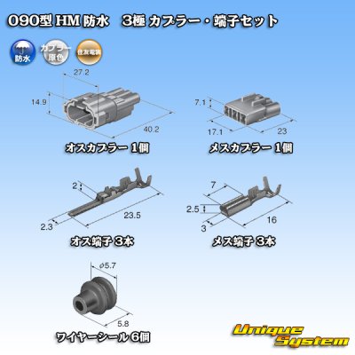 画像5: 住友電装 090型 HM 防水 3極 カプラー・端子セット