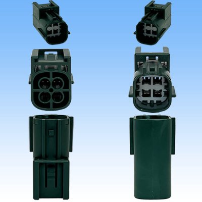 画像3: 住友電装 090型 RS(スタンダードタイプ2) 防水 4極 オスカプラー 緑色 リテーナー付属 タイプ1