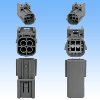 画像3: 住友電装 090型 RS(スタンダードタイプ2) 防水 4極 オスカプラー 灰色 リテーナー付属 タイプ1
