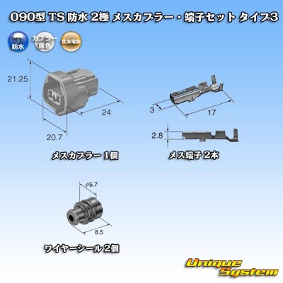 画像5: 住友電装 090型 TS 防水 2極 メスカプラー・端子セット タイプ3