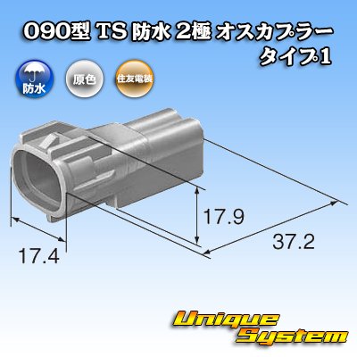 画像3: 住友電装 090型 TS 防水 2極 オスカプラー タイプ1 灰色