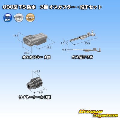 画像5: 住友電装 090型 TS 防水 3極 オスカプラー・端子セット タイプ1