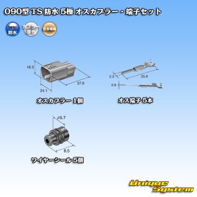 画像5: 住友電装 090型 TS 防水 5極 オスカプラー・端子セット