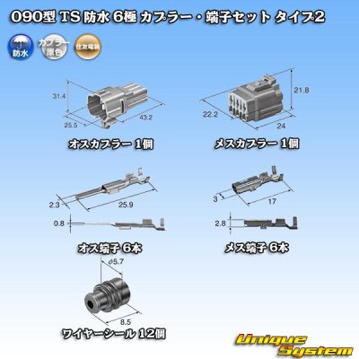 画像5: 住友電装 090型 TS 防水 6極 カプラー・端子セット タイプ2