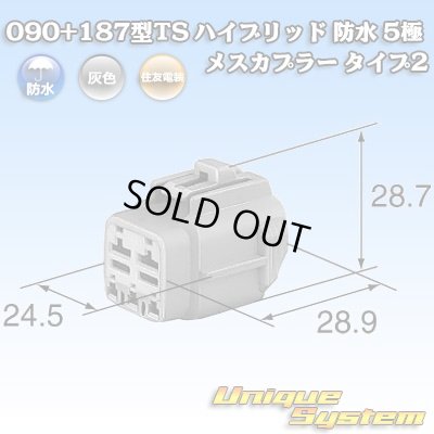 画像4: 住友電装 090+187型TS ハイブリッド 防水 5極 メスカプラー タイプ2 灰色 (090型TS 3極+187型TS 2極)