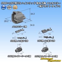住友電装 090+187型TS ハイブリッド 防水 5極 メスカプラー・端子セット タイプ1 (090型TS 3極+187型TS 2極)