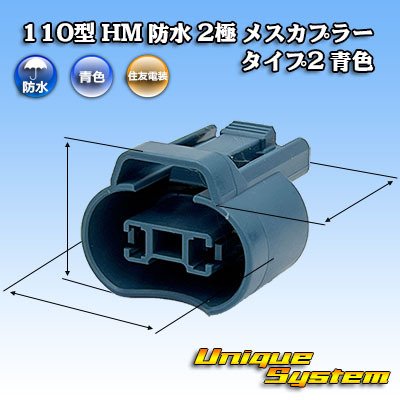 画像1: 住友電装 110型 HM 防水 2極 メスカプラー タイプ2 青色
