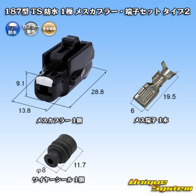 画像1: 住友電装 187型 TS 防水 1極 メスカプラー・端子セット タイプ2