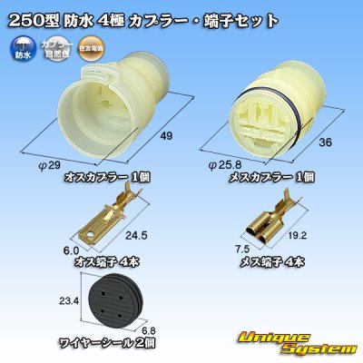 画像1: 住友電装 250型 防水 4極 カプラー・端子セット