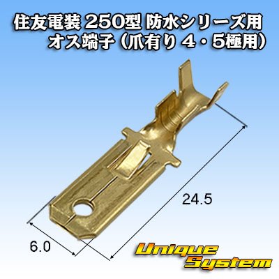 画像1: 住友電装 250型 防水シリーズ用 オス端子 (爪有り 4・5極用)