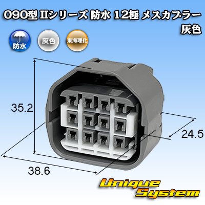 画像1: 東海理化 090型II 防水 12極 メスカプラー 灰色