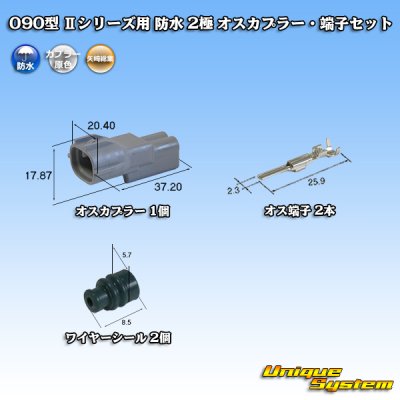 画像1: 矢崎総業 090型II 防水 2極 オスカプラー・端子セット タイプ1