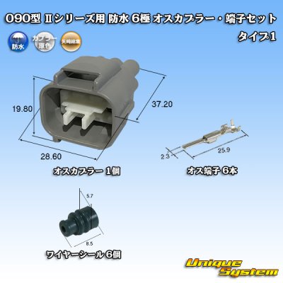 画像1: 矢崎総業 090型II 防水 6極 オスカプラー・端子セット タイプ1