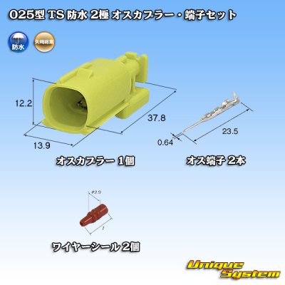 画像1: 矢崎総業 025型II 防水 2極 オスカプラー ・端子セット タイプ1