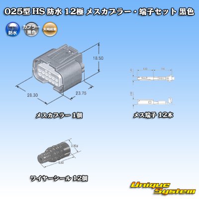 画像6: 矢崎総業 025型 HS 防水 12極 メスカプラー・端子セット 黒色