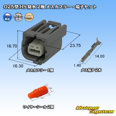 画像1: 矢崎総業 025型 HS 防水 2極 メスカプラー・端子セット タイプ1