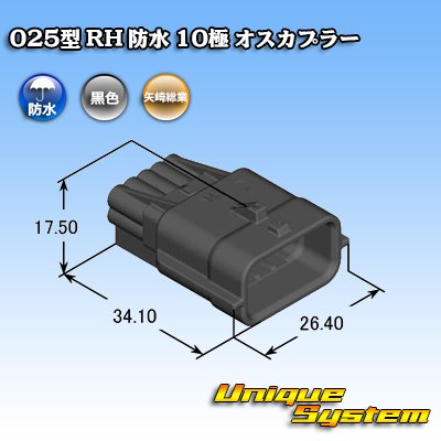 画像3: 矢崎総業 025型 RH 防水 10極 オスカプラー