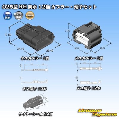 画像2: 矢崎総業 025型 RH 防水 12極 カプラー・端子セット