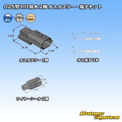 画像5: 矢崎総業 025型 RH 防水 2極 オスカプラー・端子セット タイプ1 黒色