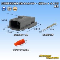 矢崎総業 025型 RH 防水 2極 オスカプラー・端子セット タイプ3 灰色