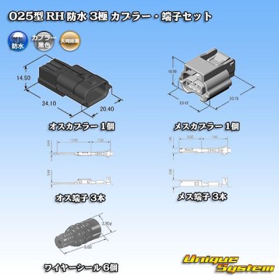 画像5: 矢崎総業 025型 RH 防水 3極 カプラー・端子セット