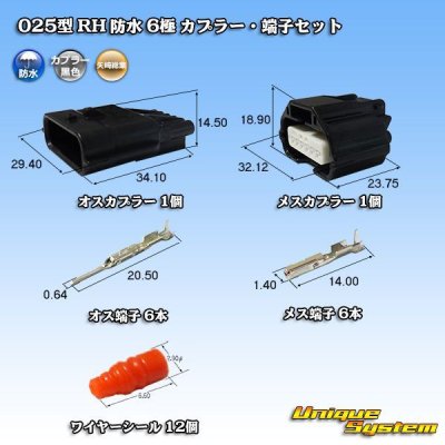 画像1: 矢崎総業 025型 RH 防水 6極 カプラー・端子セット タイプ1