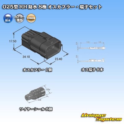 画像1: 矢崎総業 025型 RH 防水 8極 オスカプラー・端子セット