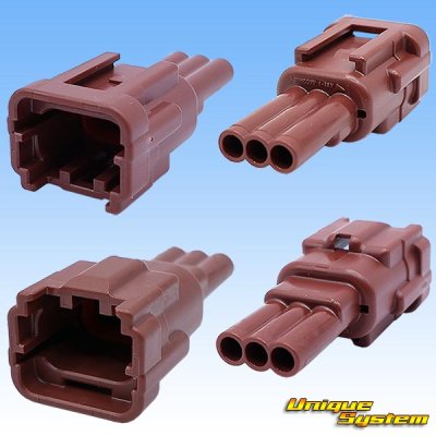 画像2: 矢崎総業 040型91コネクタ RKタイプ 防水 3極 オスカプラー・端子セット タイプ2 茶色 ホルダー付属