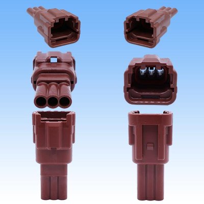 画像3: 矢崎総業 040型91コネクタ RKタイプ 防水 3極 オスカプラー・端子セット タイプ2 茶色 ホルダー付属
