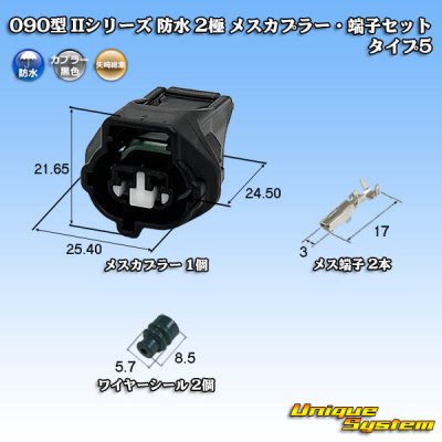 画像1: 矢崎総業 090型II 防水 2極 メスカプラー・端子セット タイプ5