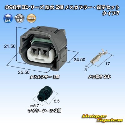 画像1: 矢崎総業 090型II 防水 2極 メスカプラー・端子セット タイプ7