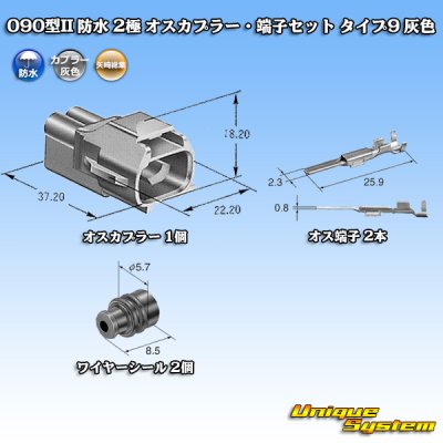 画像6: 矢崎総業 090型II 防水 2極 オスカプラー・端子セット タイプ9 灰色