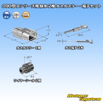 画像5: 矢崎総業 090型II 防水 2極 オスカプラー・端子セット タイプ1