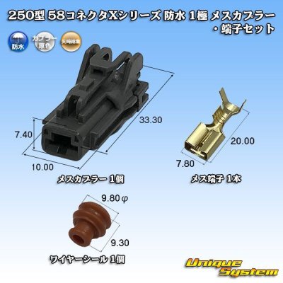 画像1: 矢崎総業 250型 58コネクタ Xタイプ 防水 1極 メスカプラー・端子セット