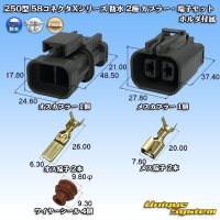 矢崎総業 250型 58コネクタ Xタイプ 防水 2極 カプラー・端子セット ホルダ付属 タイプ1 灰色