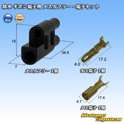 画像1: 矢崎総業 防水 ギボシ端子用 2極 メスカプラー・端子セット