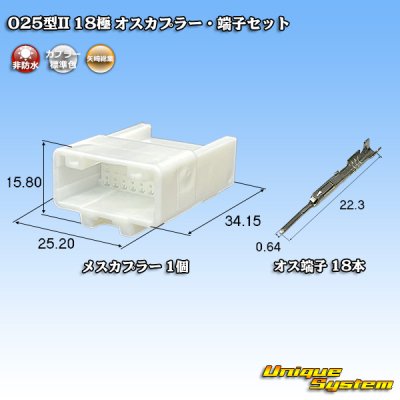 画像1: 矢崎総業 025型II 非防水 18極 オスカプラー・端子セット