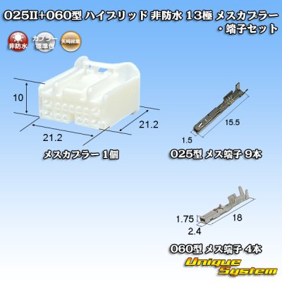 画像1: 矢崎総業 025II+060型 ハイブリッド 非防水 13極 メスカプラー・端子セット (025型II 9極+060型 4極)