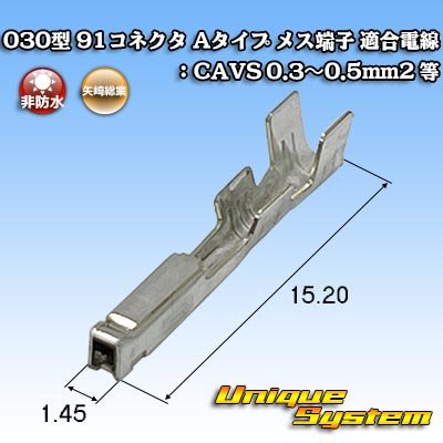 画像1: 矢崎総業 030型 91コネクタ Aタイプ 非防水 メス端子 適合電線：CAVS 0.3〜0.5mm2 等