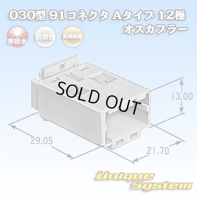 画像1: 矢崎総業 030型 91コネクタ Aタイプ 非防水 12極 オスカプラー