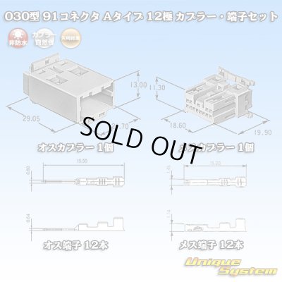 画像1: 矢崎総業 030型 91コネクタ Aタイプ 非防水 12極 カプラー・端子セット