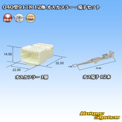 画像1: 矢崎総業 040型91TK 非防水 12極 オスカプラー・端子セット