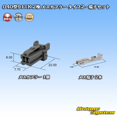画像1: 矢崎総業 040型91TK 非防水 2極 メスカプラー・端子セット タイプ2
